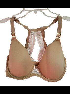 Soma Nude/Tan Lace Racerback T-Shirt Bra 34DDD